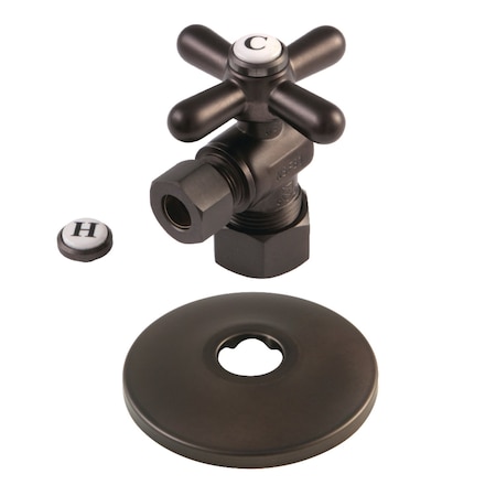 Kingston Brass CC53305XK 5/8-Inch X 3/8-Inch OD Comp Quarter-Turn Angle Stop Valve with Flange, Oil Rubbed Bronze CC53305XK